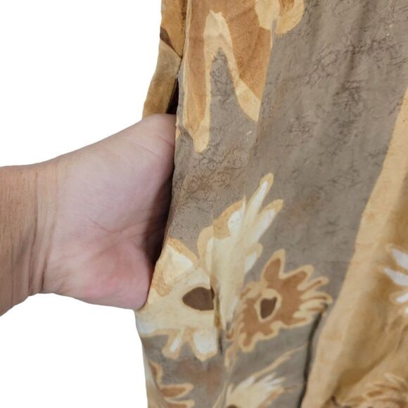 Vtg 80's Womens Jams World Dress Button Down Aline Tank Pockets Botanical Tan XL - Picture 3 of 10